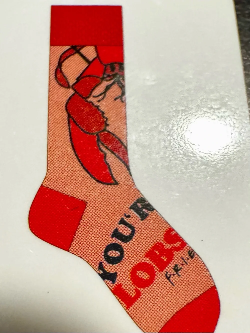 FRIENDS Pink Socks with Red and Black Text Graphic